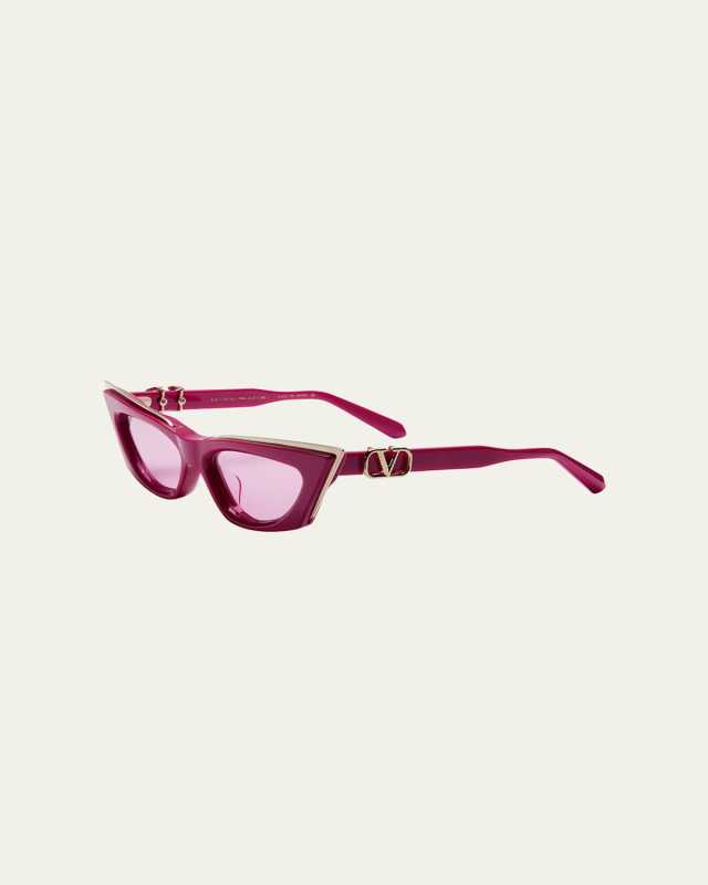 V-Goldcut I Monochrome Acetate & Titanium Cat-Eye Sunglasses